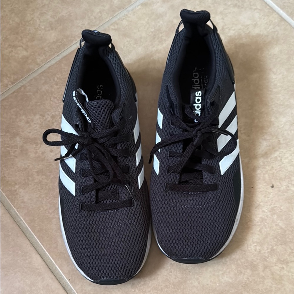 Adidas Black and White Athletic Shoes with Breathable Knit Size 8
